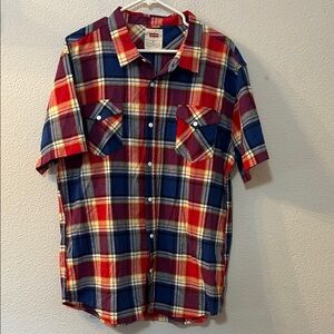 Levi's Red and Blue Casual Button Down Shirt